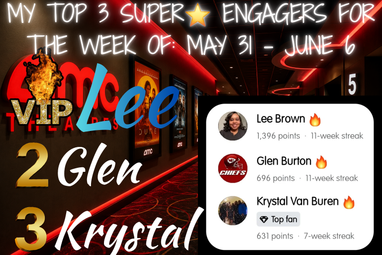 Top 3 “Weekly” Engagers For: May 31-June 6, 2026